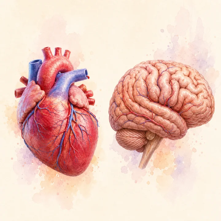 Cœur et cerveau anatomical comparison